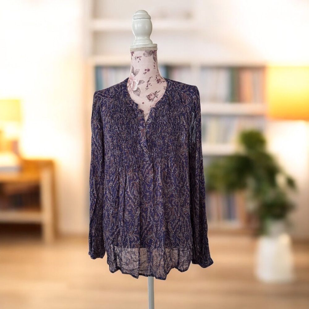 Lucky Brand Boho Paisley Print Blouse
